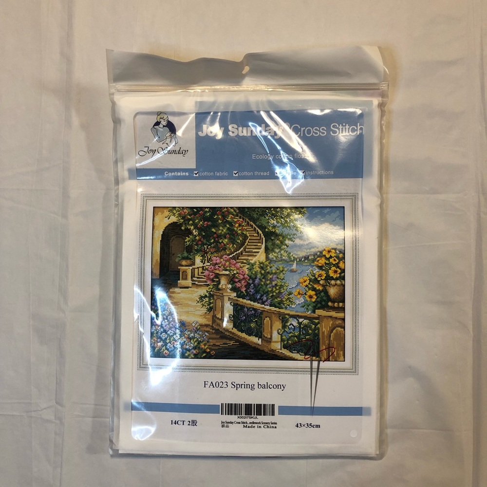 NWT Joy Sunday Cross Stitch Kit FA023 Spring Balcony Pattern 43x35 cm